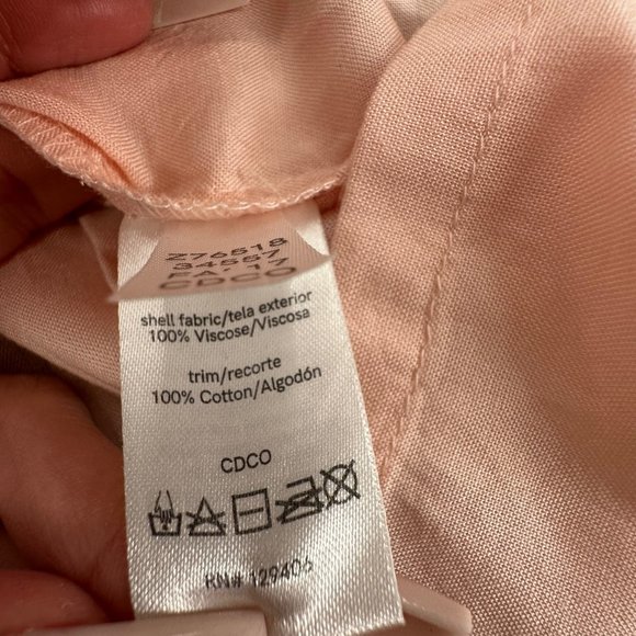 Venus Peachy Pink Top Embroidered Long Sleeve Boho Loose Fit Pleated Small - Picture 14 of 16